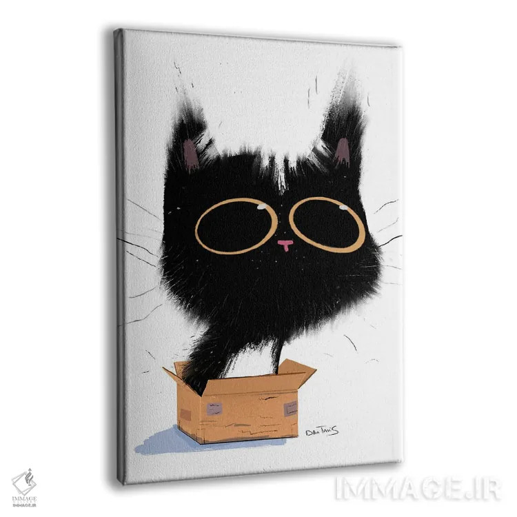 تابلو دکوراتیو گربه در جعبه اثر دن تاویس - نمای پرسپکتیو محصول