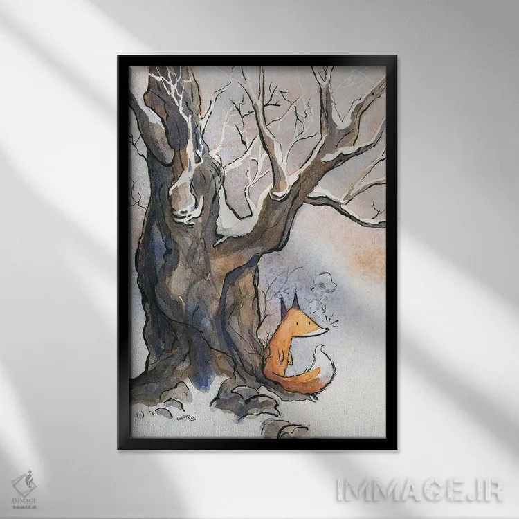 تابلو دکوراتیو دم روباه اثر دن تاویس - نمای قابدار مشکی