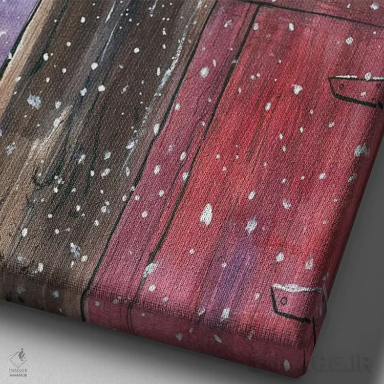 تابلو دکوراتیو اولین زمستان اثر دن تاویس - نمای نزدیک بافت بوم