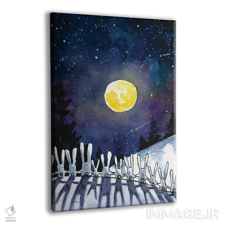 تابلو دکوراتیو خرگوش های شب مهتابی اثر دن تاویس - نمای پرسپکتیو محصول