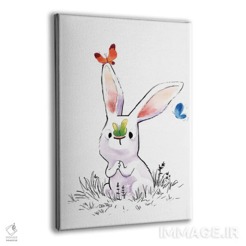 تابلو دکوراتیو خرگوش و سه پروانه اثر دن تاویس - نمای پرسپکتیو محصول