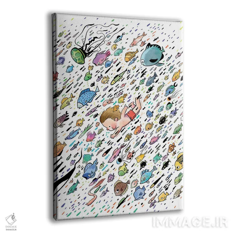 تابلو دکوراتیو ماهی و دوستش اثر دن تاویس - نمای پرسپکتیو محصول