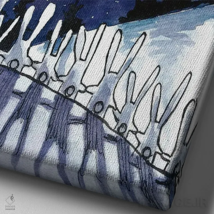 تابلو دکوراتیو خرگوش های شب مهتابی اثر دن تاویس - نمای نزدیک بافت بوم