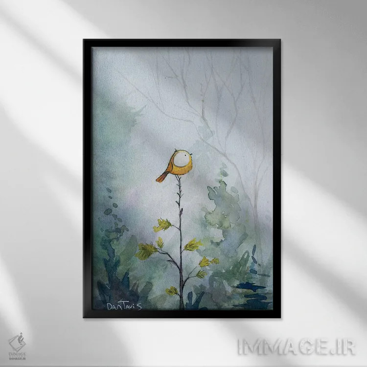 تابلو دکوراتیو دیده بانی زمستانی اثر دن تاویس - نمای قابدار مشکی