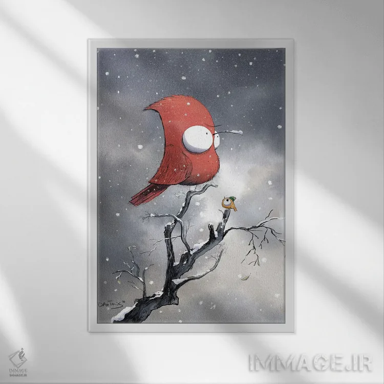 تابلو دکوراتیو همه پرندگان از زمستان استقبال نمی کنند اثر دن تاویس - نمای قابدار سفید