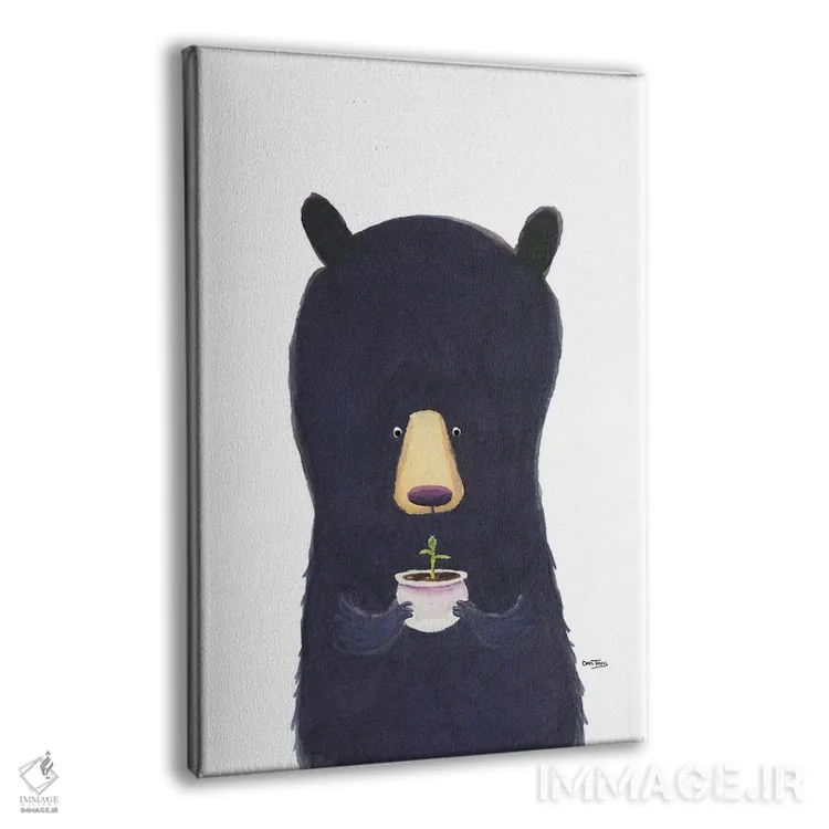 تابلو دکوراتیو خرس و گیاه اثر دن تاویس - نمای پرسپکتیو محصول
