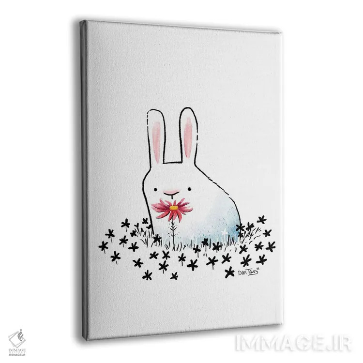 تابلو دکوراتیو خرگوش و گل اثر دن تاویس - نمای پرسپکتیو محصول