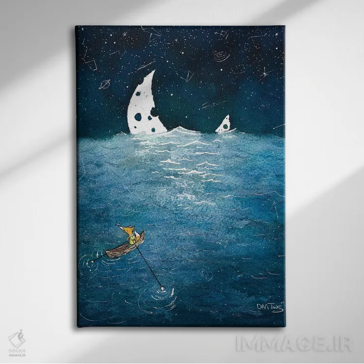 تابلو دکوراتیو دنبال ماه دویدن اثر دن تاویس - نمای روبهرو روی دیوار