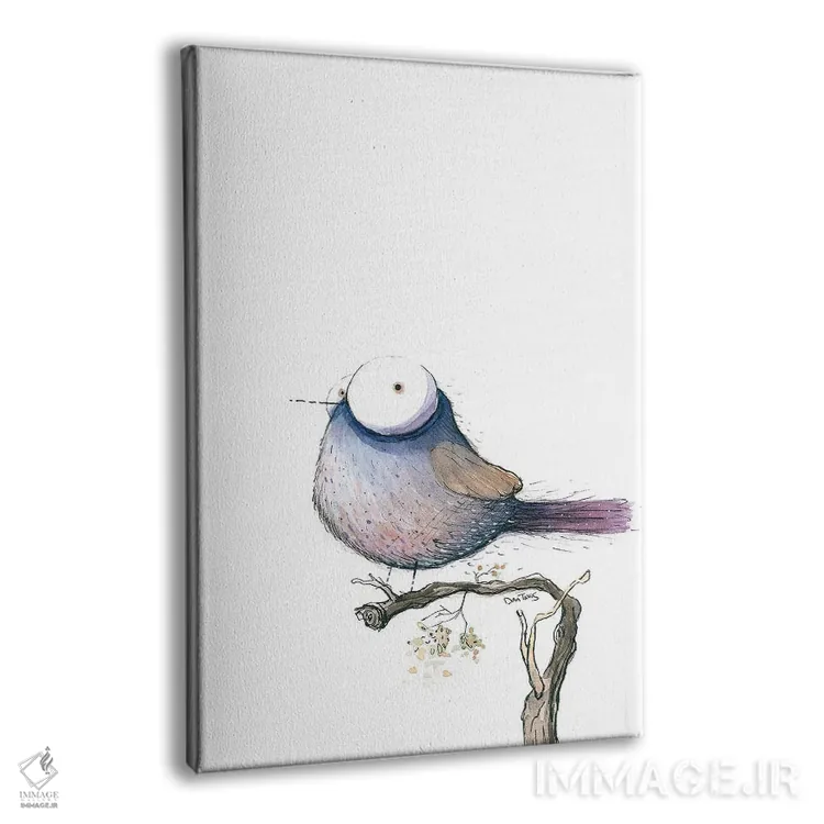تابلو دکوراتیو پرنده چش درشت اثر دن تاویس - نمای پرسپکتیو محصول