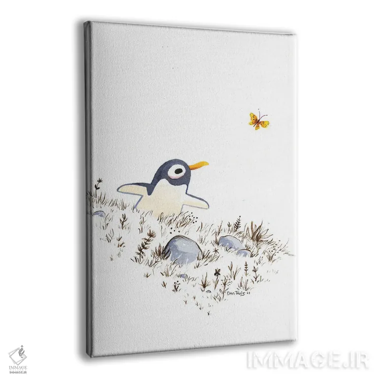 تابلو دکوراتیو پنگوئن و پروانه اثر دن تاویس - نمای پرسپکتیو محصول