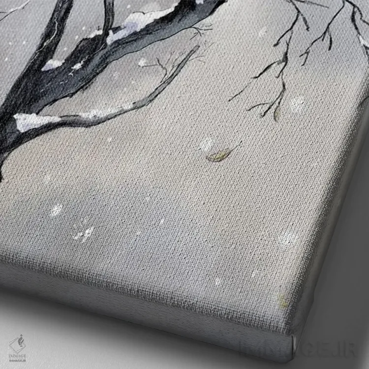 تابلو دکوراتیو برخی پرندگان زمستان را دوست ندارند اثر دن تاویس - نمای نزدیک بافت بوم