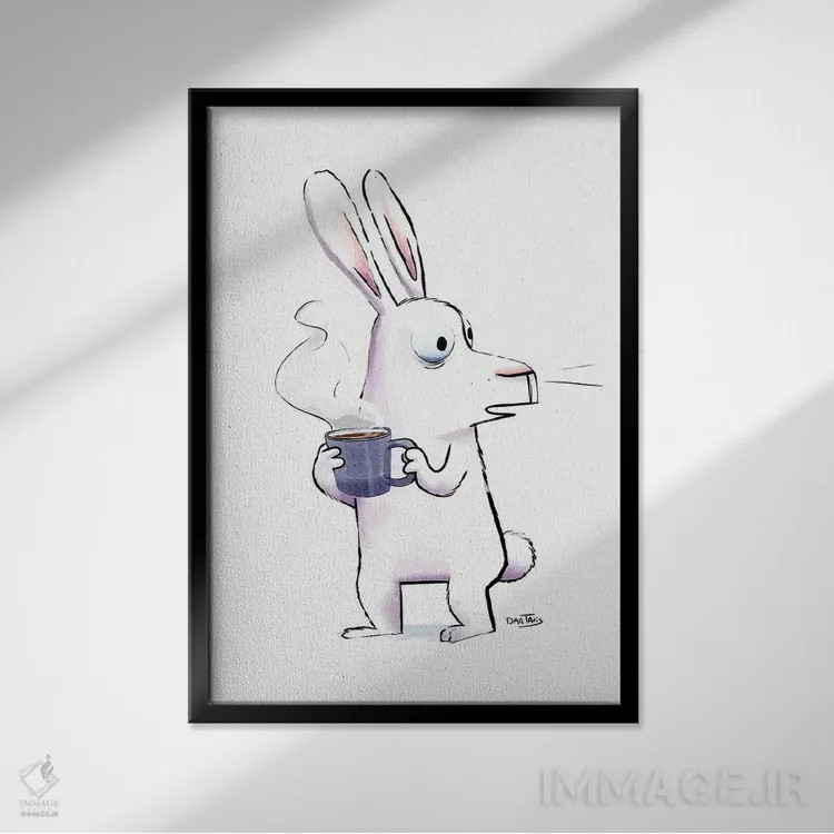 تابلو دکوراتیو قهوه صبح دوشنبه اثر دن تاویس - نمای قابدار مشکی