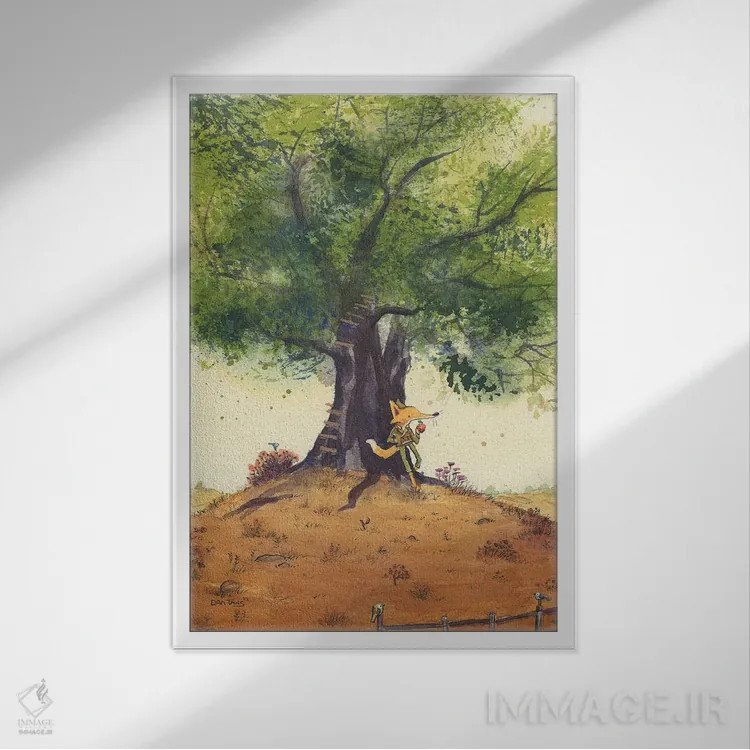 تابلو دکوراتیو آقای روباه شگفت انگیز اثر دن تاویس - نمای قابدار سفید