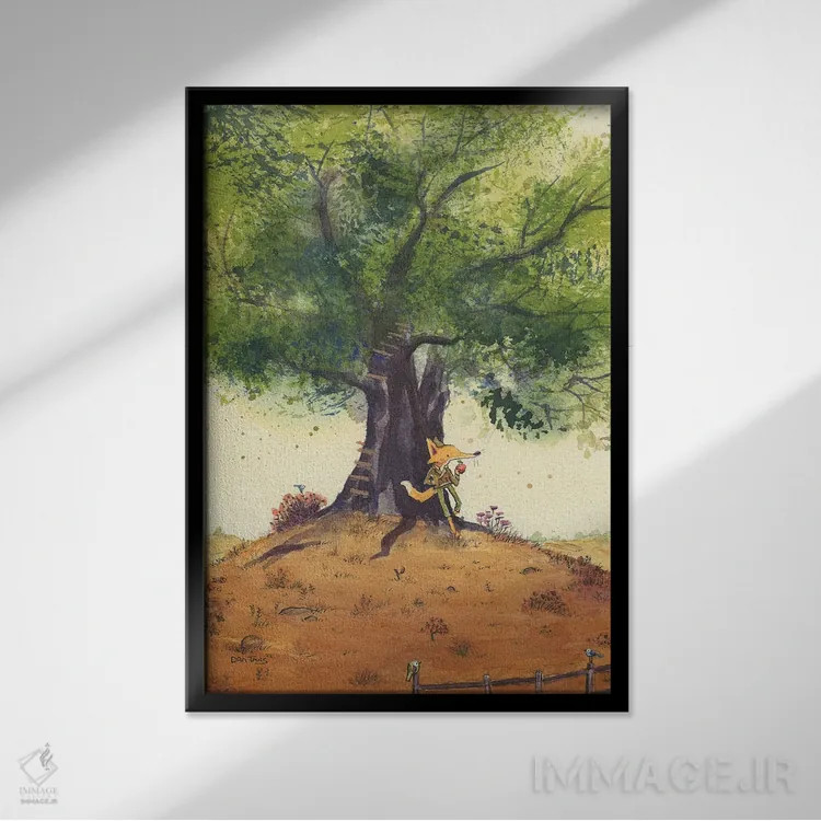 تابلو دکوراتیو آقای روباه شگفت انگیز اثر دن تاویس - نمای قابدار مشکی