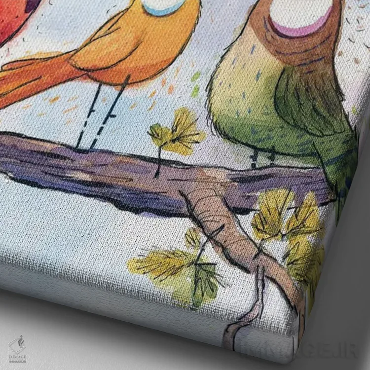 تابلو دکوراتیو همه جا پرنده است اثر دن تاویس - نمای نزدیک بافت بوم