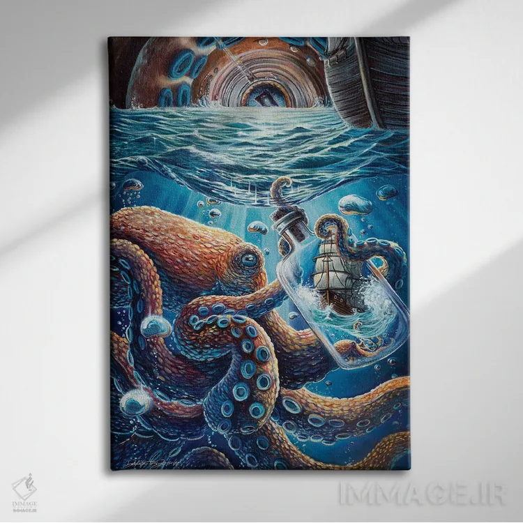 تابلو دکوراتیو ابعاد زندگی دریایی اثر دکوتا دیت ویلر - نمای روبهرو روی دیوار