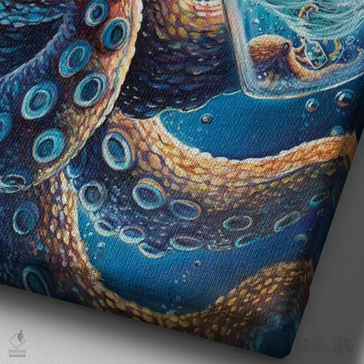 تابلو دکوراتیو ابعاد زندگی دریایی اثر دکوتا دیت ویلر - نمای نزدیک بافت بوم