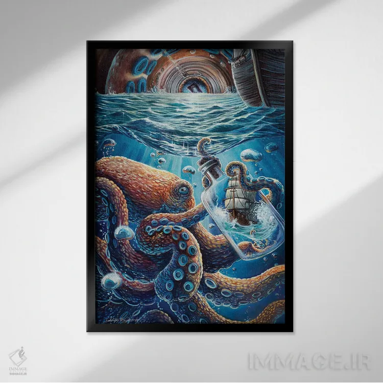 تابلو دکوراتیو ابعاد زندگی دریایی اثر دکوتا دیت ویلر - نمای قابدار مشکی