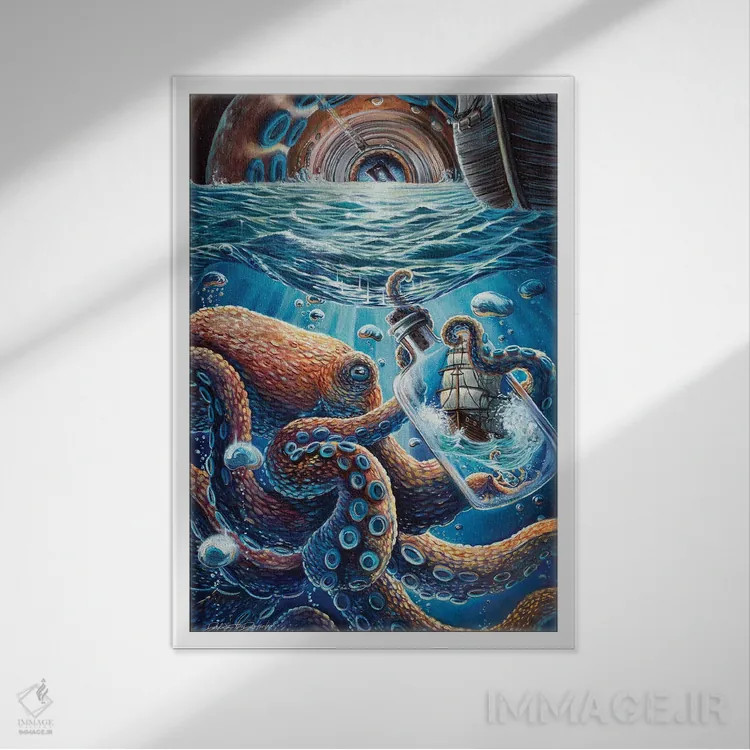 تابلو دکوراتیو ابعاد زندگی دریایی اثر دکوتا دیت ویلر - نمای قابدار سفید