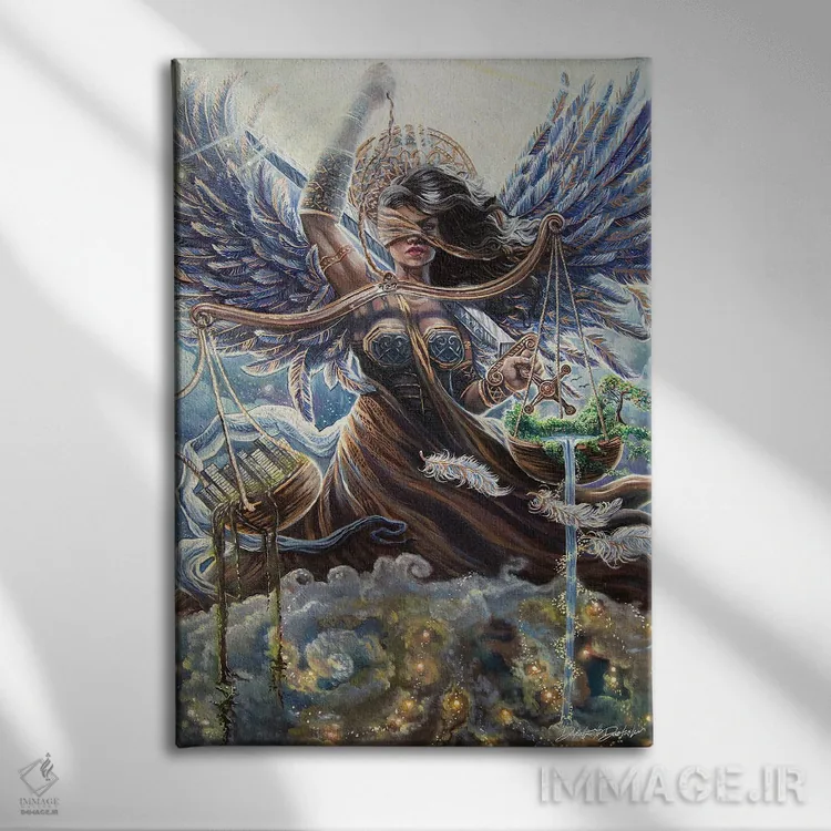 تابلو دکوراتیو فرشته عدالت اثر دکوتا دیت ویلر - نمای روبهرو روی دیوار