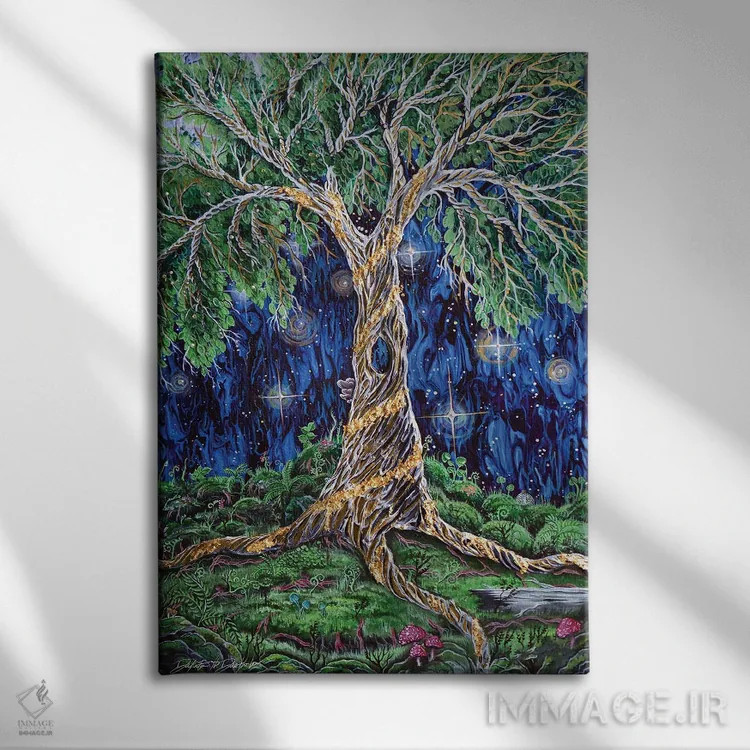 تابلو دکوراتیو درخت خیزش ققنوس اثر دکوتا دیت ویلر - نمای روبهرو روی دیوار