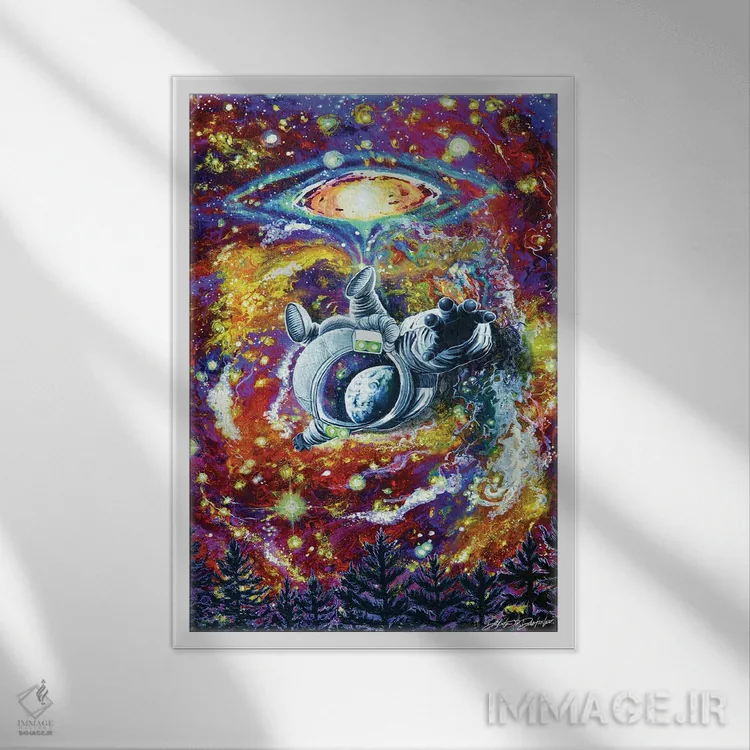 تابلو دکوراتیو ربوده شدن فضانورد اثر دکوتا دیت ویلر - نمای قابدار سفید