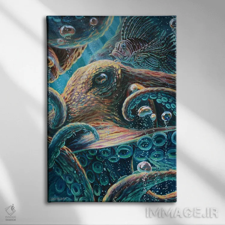 تابلو دکوراتیو اختاپوس و دوستش اثر دکوتا دیت ویلر - نمای روبهرو روی دیوار