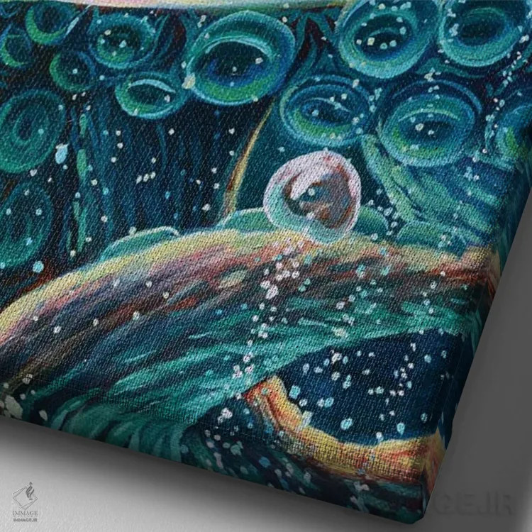 تابلو دکوراتیو اختاپوس و دوستش اثر دکوتا دیت ویلر - نمای نزدیک بافت بوم