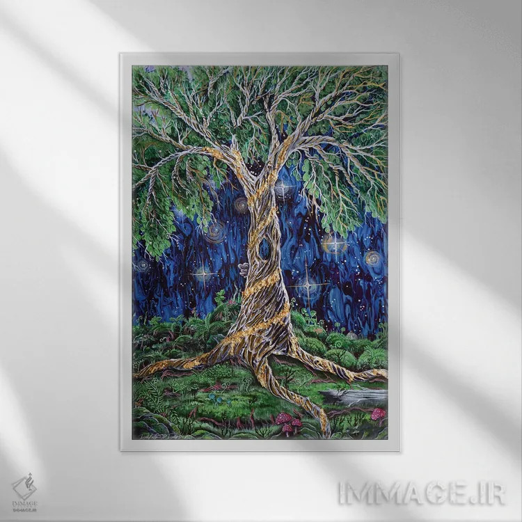 تابلو دکوراتیو درخت خیزش ققنوس اثر دکوتا دیت ویلر - نمای قابدار سفید