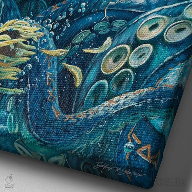 تابلو دکوراتیو خشم آنچه در زیر نهفته است اثر دکوتا دیت ویلر - نمای نزدیک بافت بوم