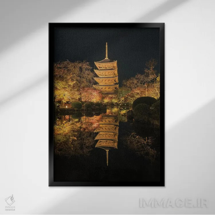 تابلو دکوراتیو پاییز در ژاپن دوازده اثر دایسوکه اوئه ماتسو - نمای قابدار مشکی