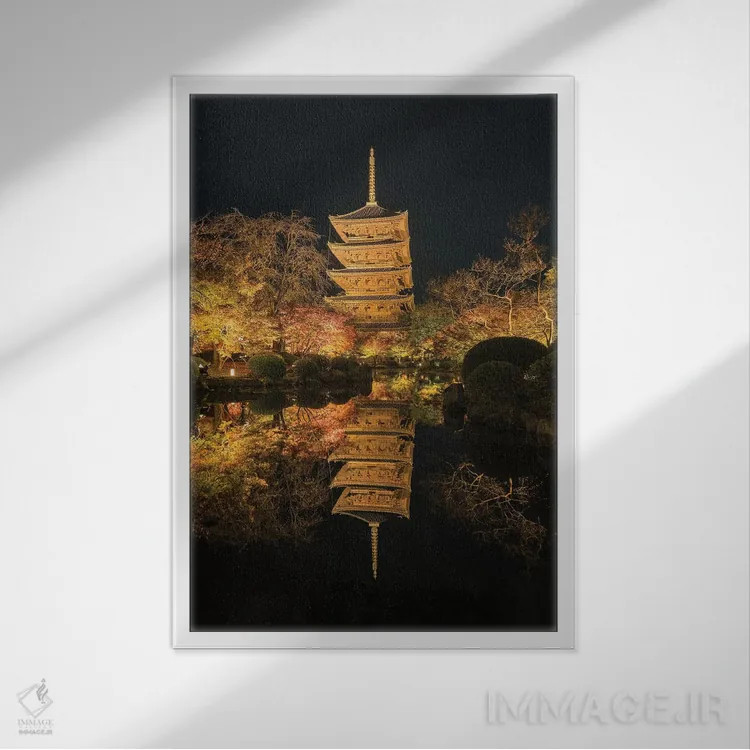 تابلو دکوراتیو پاییز در ژاپن دوازده اثر دایسوکه اوئه ماتسو - نمای قابدار سفید