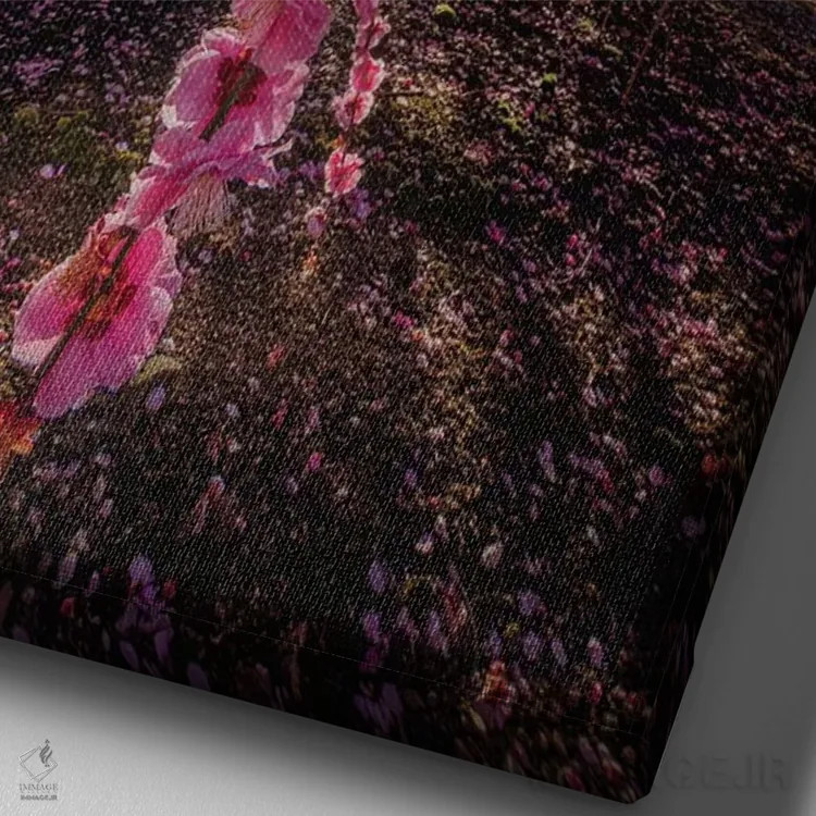 تابلو دکوراتیو بهار در ژاپن بیست و پنجم اثر دایسوکه اوئه ماتسو - نمای نزدیک بافت بوم