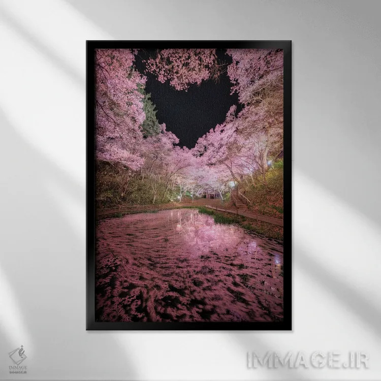 تابلو دکوراتیو بهار در ژاپن بیست و نهم اثر دایسوکه اوئه ماتسو - نمای قابدار مشکی