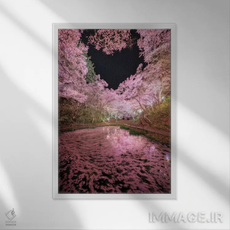 تابلو دکوراتیو بهار در ژاپن بیست و نهم اثر دایسوکه اوئه ماتسو - نمای قابدار سفید