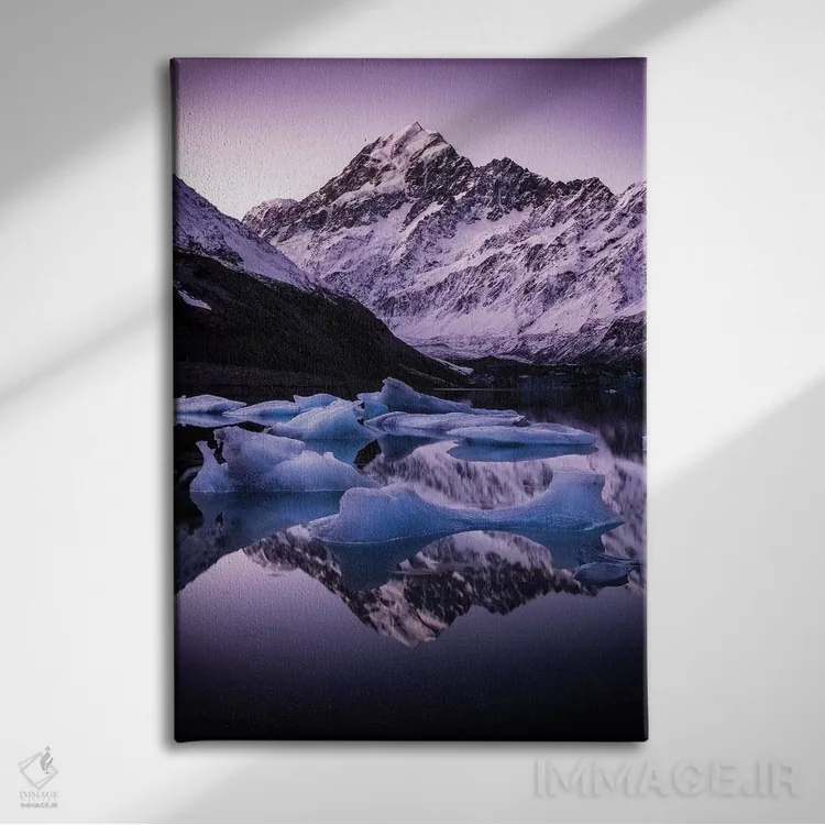 تابلو دکوراتیو دریاچه یخچال هوکر، نیوزیلند اثر دایسوکه اوئه ماتسو - نمای روبهرو روی دیوار