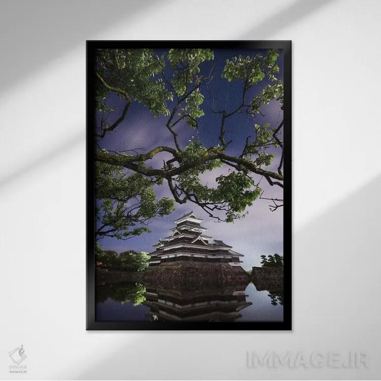 تابلو دکوراتیو قلعه ماتسوموتو دو اثر دایسوکه اوئه ماتسو - نمای قابدار مشکی