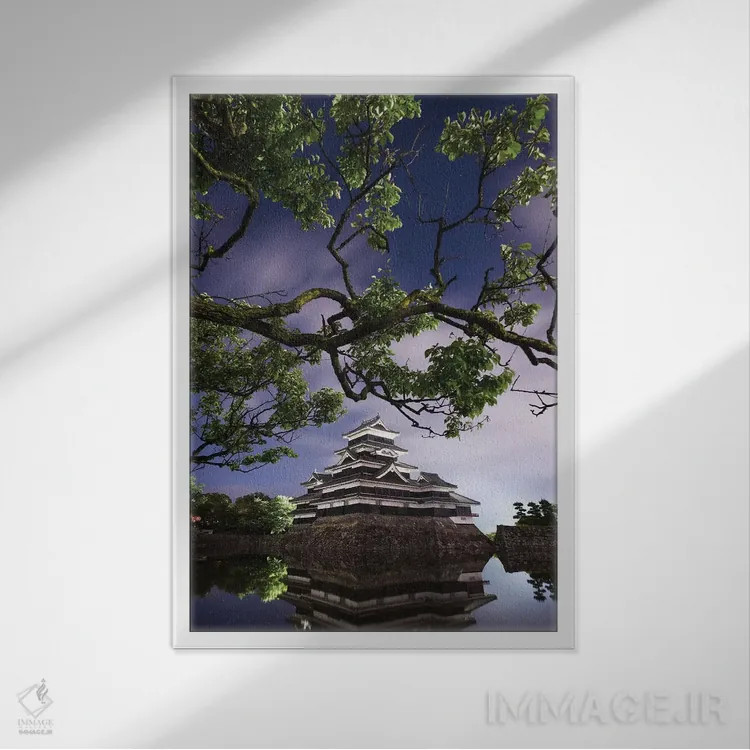 تابلو دکوراتیو قلعه ماتسوموتو دو اثر دایسوکه اوئه ماتسو - نمای قابدار سفید