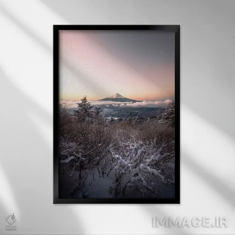 تابلو دکوراتیو کوه فوجی دوازده اثر دایسوکه اوئه ماتسو - نمای قابدار مشکی