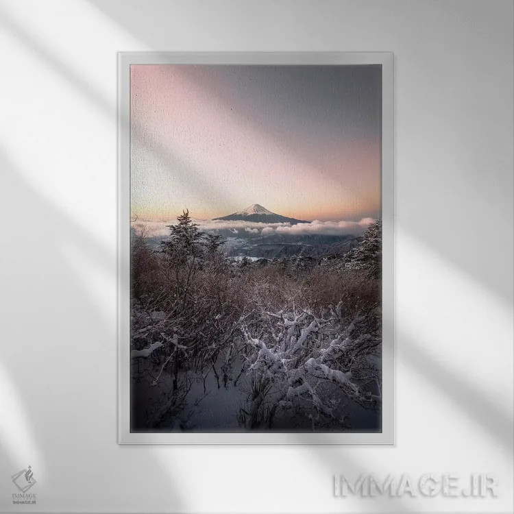 تابلو دکوراتیو کوه فوجی دوازده اثر دایسوکه اوئه ماتسو - نمای قابدار سفید