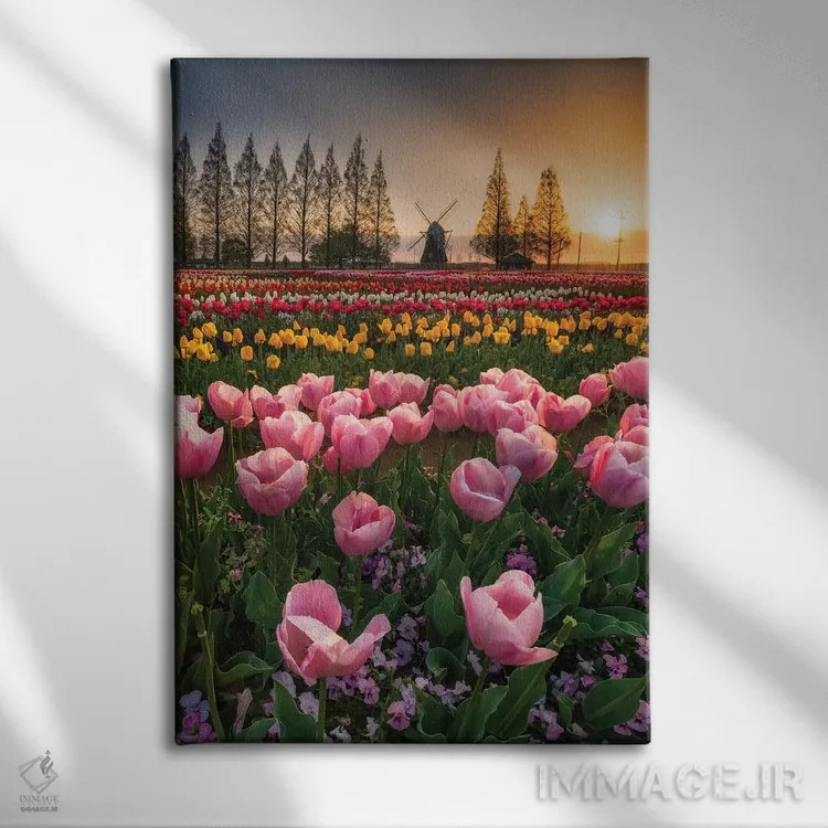 تابلو دکوراتیو بهار در ژاپن یک اثر دایسوکه اوئه ماتسو - نمای روبهرو روی دیوار