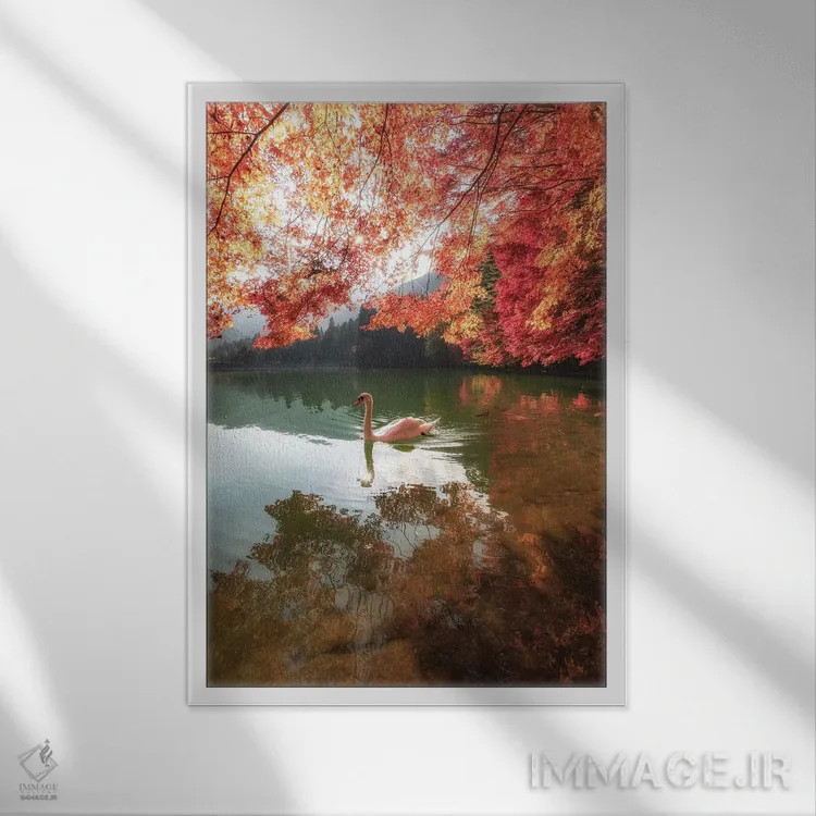 تابلو دکوراتیو پاییز در ژاپن پنج اثر دایسوکه اوئه ماتسو - نمای قابدار سفید
