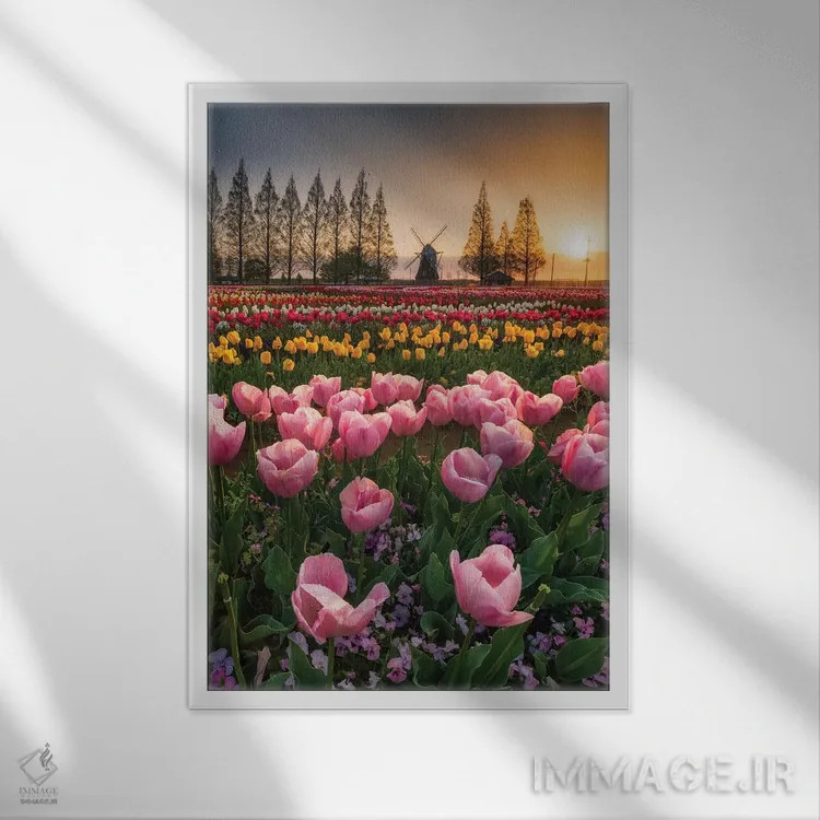 تابلو دکوراتیو بهار در ژاپن یک اثر دایسوکه اوئه ماتسو - نمای قابدار سفید