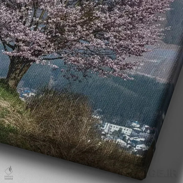 تابلو دکوراتیو بهار در ژاپن چهار اثر دایسوکه اوئه ماتسو - نمای نزدیک بافت بوم