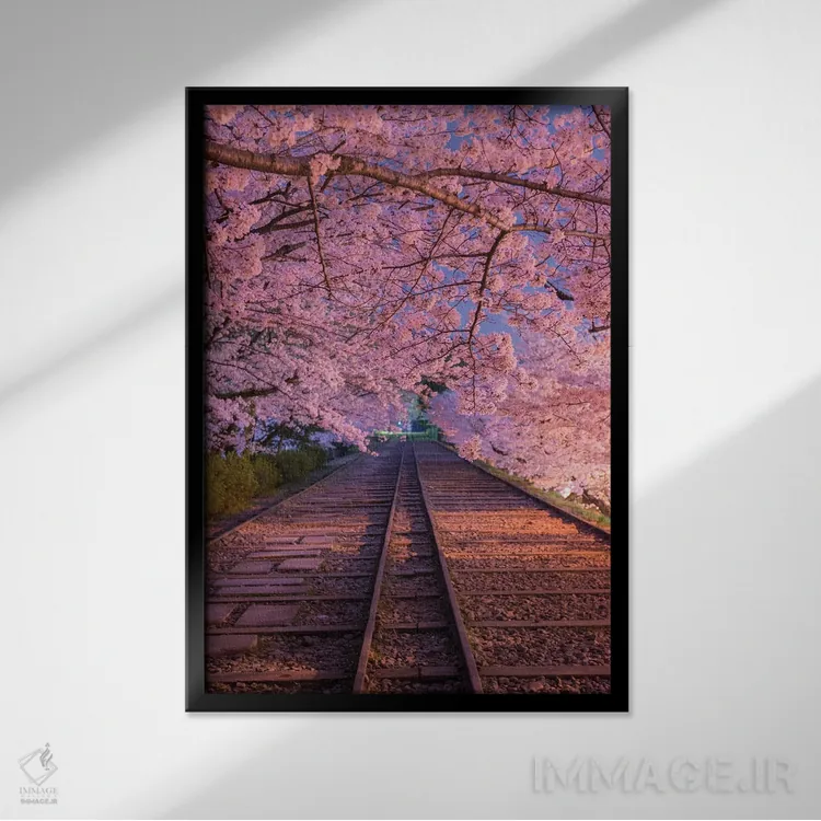 تابلو دکوراتیو بهار در ژاپن هشت اثر دایسوکه اوئه ماتسو - نمای قابدار مشکی