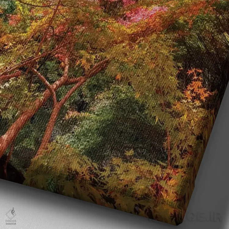 تابلو دکوراتیو پاییز در ژاپن شش اثر دایسوکه اوئه ماتسو - نمای نزدیک بافت بوم