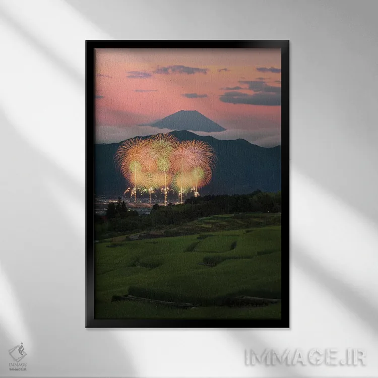 تابلو دکوراتیو تابستان در ژاپن چهار اثر دایسوکه اوئه ماتسو - نمای قابدار مشکی