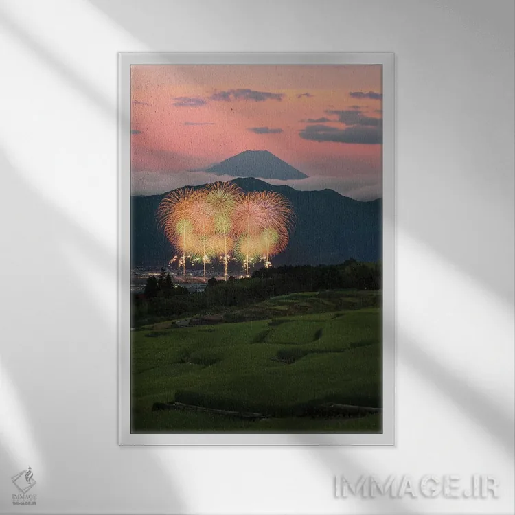 تابلو دکوراتیو تابستان در ژاپن چهار اثر دایسوکه اوئه ماتسو - نمای قابدار سفید