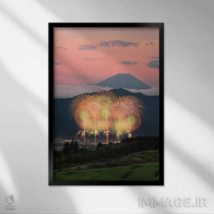 تابلو دکوراتیو تابستان در ژاپن پنج اثر دایسوکه اوئه ماتسو - نمای قابدار مشکی