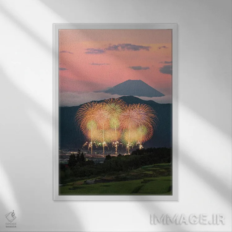 تابلو دکوراتیو تابستان در ژاپن پنج اثر دایسوکه اوئه ماتسو - نمای قابدار سفید